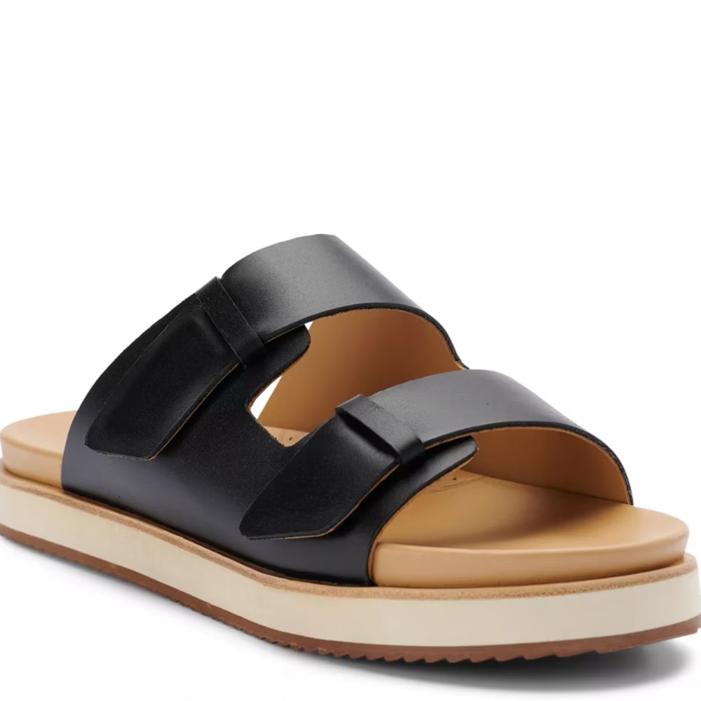 Nisolo Ella Black and Tan Slide Sandals NWT - Picture 2 of 7